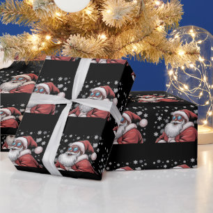 Papel De Presente Papai Noel preto africano americano Natal