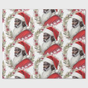 Papel De Presente Papai Noel Preto Nostálgico 