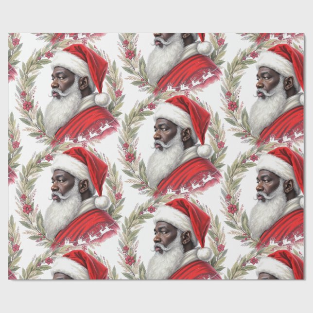 Papel De Presente Papai Noel Preto Nostálgico  (Aberto)