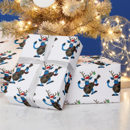 Papel De Presente Papai noel reinder tocando violão