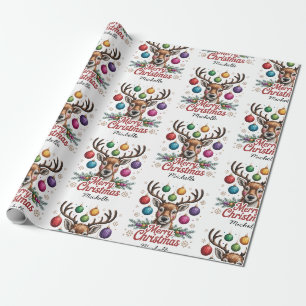 Papel De Presente Papai Noel Rena Antigo Natal Personalizado