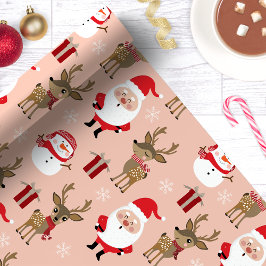 Papel De Presente Papai Noel Rena Veado Boneco de Neve Natal