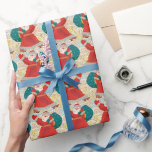 Papel De Presente Papai Noel Retro Brilhante natal vintage
