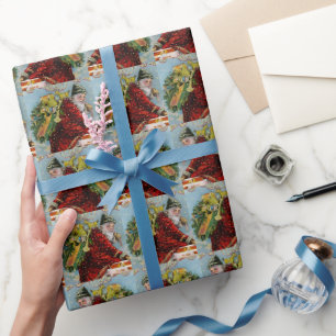 Papel De Presente Papai Noel Retro Brilhante natal vintage