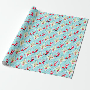 Papel De Presente Papai Noel Retro Jogando Tênis Padrão Ogee