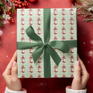 Papel De Presente Papai Noel Retro Recortado Com Presentes