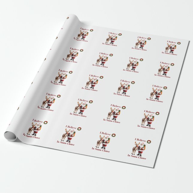 Papel De Presente Papai Noel Rudolf, o renas de nariz vermelho (Desenrolado)