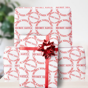 Papel De Presente Papai Noel Secreto Vermelho e Branco Tipografia Fe