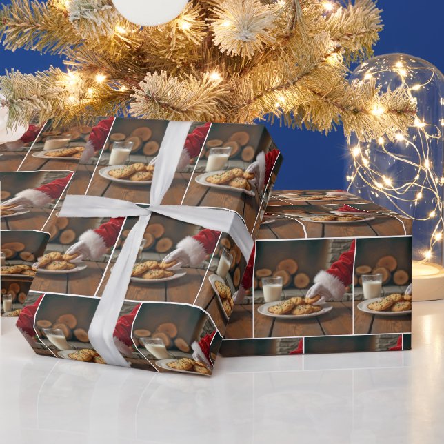 Papel De Presente Papai Noel tomando um Biscoito (Feriados)