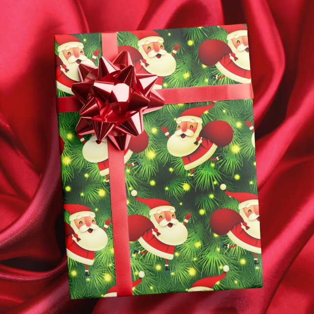 Papel De Presente Papai Noel vem vermelho e verde, Natal bonito (Criador carregado)