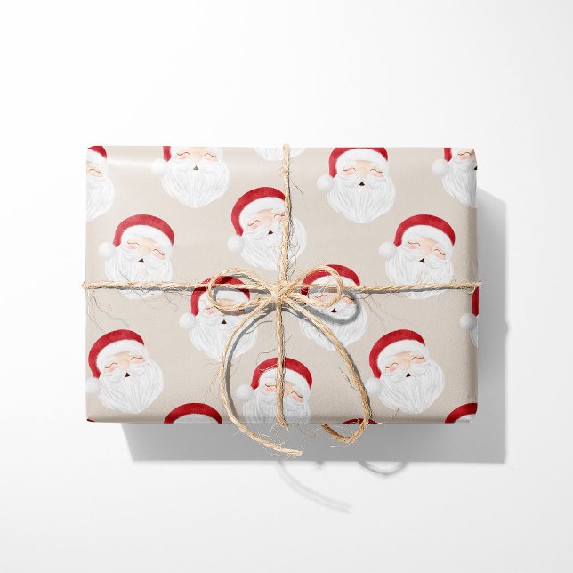 Papel De Presente Papai Noel Vintage Bege (Criador carregado)