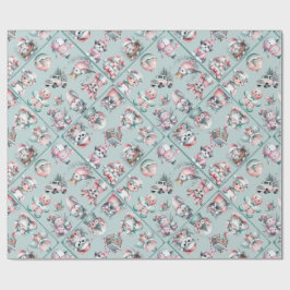 Papel De Presente Papai Noel Vintage e Listras de Natal