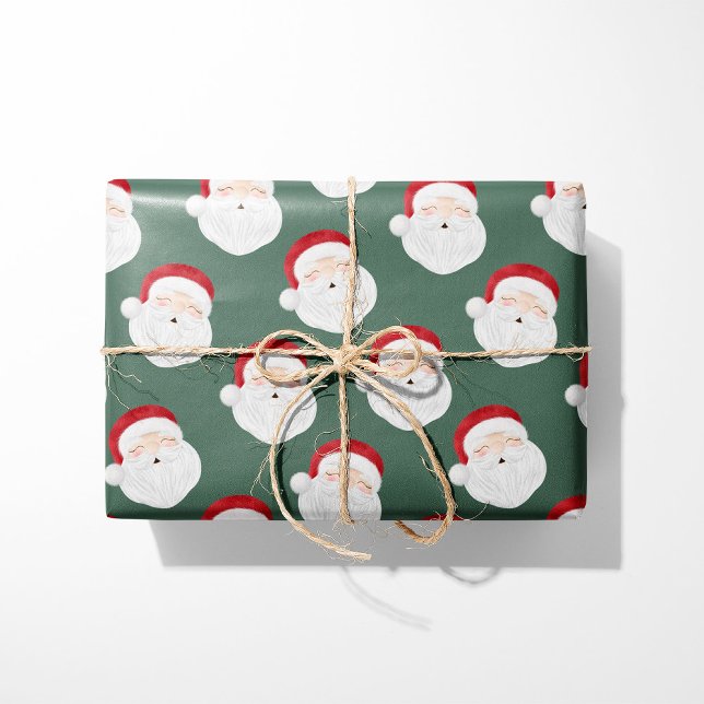 Papel De Presente Papai Noel Vintage Verde (Criador carregado)
