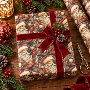 Papel De Presente Papai Noel Vitoriano Antigo Clássico