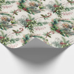 Papel De Presente Papai Noel Vitoriano com papel de moldagem Holly S<br><div class="desc">Papais noeis vitorianos com vegetação natalícia,  arcos e doces.</div>