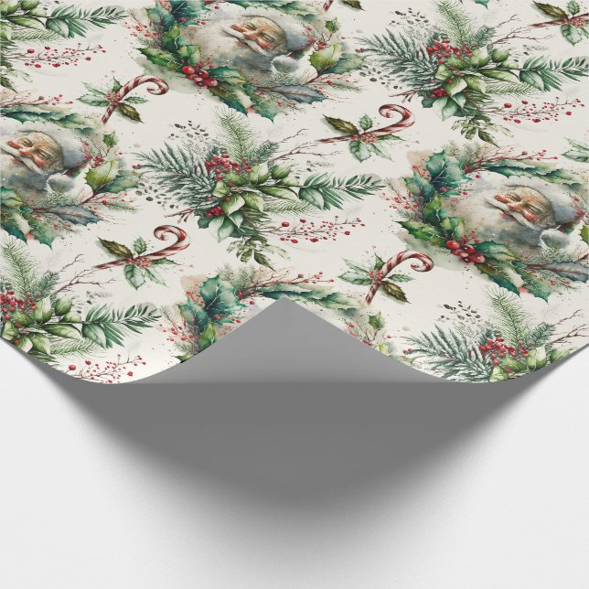 Papel De Presente Papai Noel Vitoriano com papel de moldagem Holly S (Ponta)