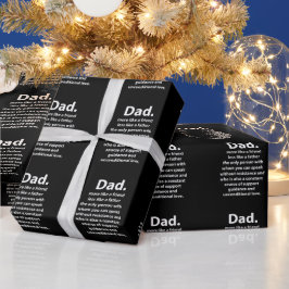 Papel De Presente Papai Preto e Branco Citação de Aniversário