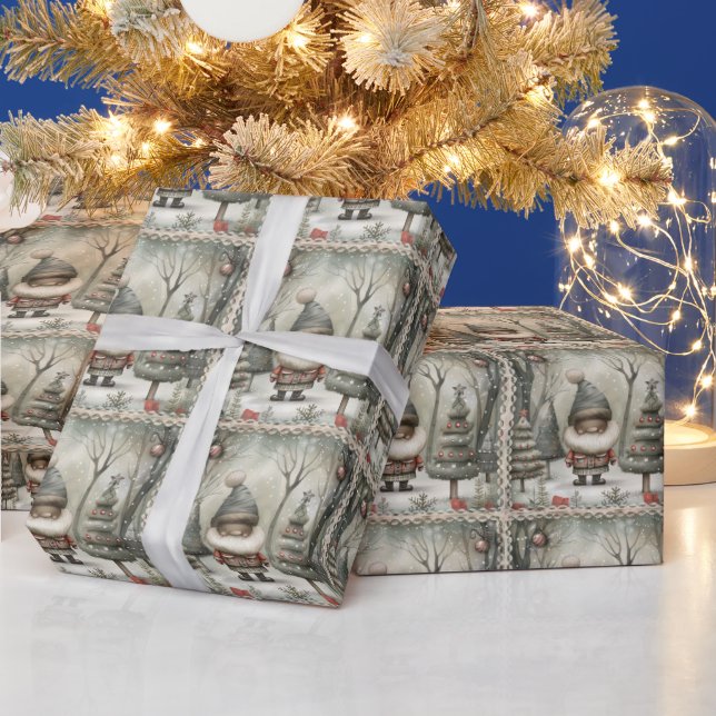 Papel De Presente Papais noeis afro-americanos alegres (Feriados)