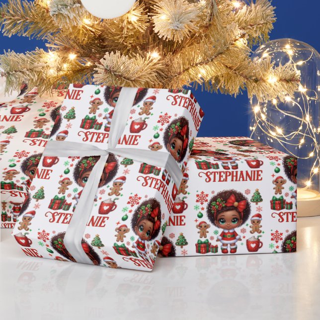 Papel De Presente Papais noeis Afro-Americanos Bebê Natal (Feriados)