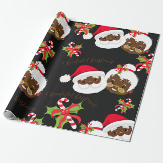 Papel De Presente Papais noeis afro-americanos e Sra. Claus