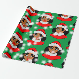 Papel De Presente Papais noeis Afro-se de Natal