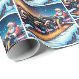 Papel De Presente Papais noeis alimentando suas vacas no Natal