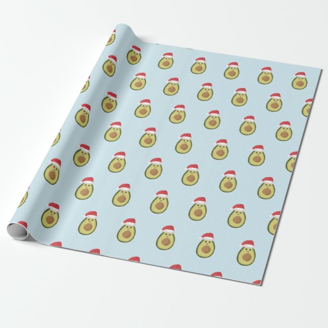 Papel De Presente Papais noeis Avocado Papel de Moldagem de Natal (Desenrolado)