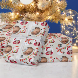 Papel De Presente Papais noeis Avós de Modelo de Foto Snowman Silver
