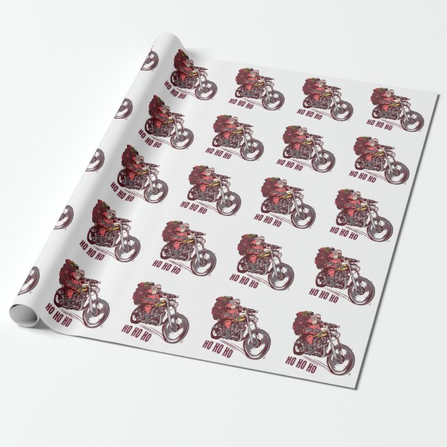 Papel De Presente Papais noeis Biker Figurino de Natal para Convite  (Desenrolado)