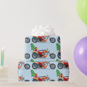 Papel De Presente Papais noeis Biker num carregando de helicóptero 