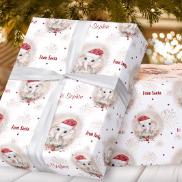 Papel De Presente Papais noeis bonitos Elefante Red White Nome Natal