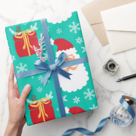 Papel De Presente Papais noeis bonitos flocos de neve e presentes de