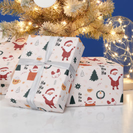 Papel De Presente Papais noeis bonitos Ho Ho Natal