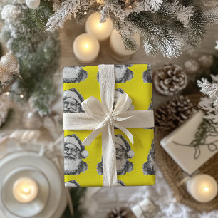 Papel De Presente Papais noeis brancos e pretos pintados Amarelo neo