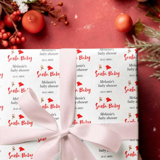 Papel De Presente Papais noeis Chá de fraldas de inverno de Natal (Criador carregado)