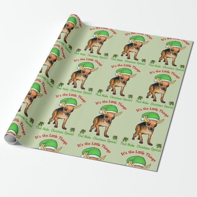 Papel De Presente Papais noeis Chihuahua Natal (Desenrolado)