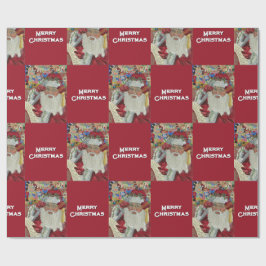 Papel De Presente Papais noeis Clássicos - Verificando A Borgonha De