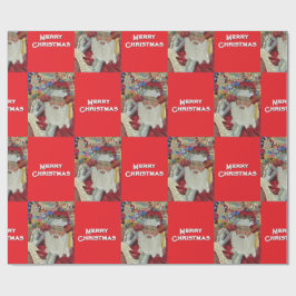 Papel De Presente Papais noeis Clássicos - Verificando O Vermelho De