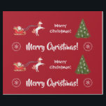 Papel De Presente Papais noeis de Árvore de Natal Feliz Vermelho de<br><div class="desc">Um presente de Natal moderno com as palavras "Feliz Natal" na tipografia da na moda, flocos de neve, uma ilustração de um unicórnio puxando Papais noeis em seu trenó, e uma árvore de Natal. Em um fundo vermelho. Observe que você pode personalizar a saudação menor com o nome de uma...</div>