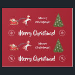 Papel De Presente Papais noeis de Árvore de Natal Feliz Vermelho de<br><div class="desc">Um presente de Natal moderno com as palavras "Feliz Natal" na tipografia da na moda, flocos de neve, uma ilustração de um unicórnio puxando Papais noeis em seu trenó, e uma árvore de Natal. Em um fundo vermelho. Observe que você pode personalizar a saudação menor com o nome de uma...</div>