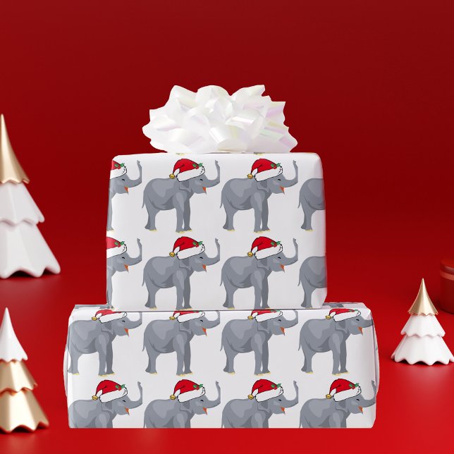 Papel De Presente Papais noeis de elefante de Natal - Fofo (Criador carregado)