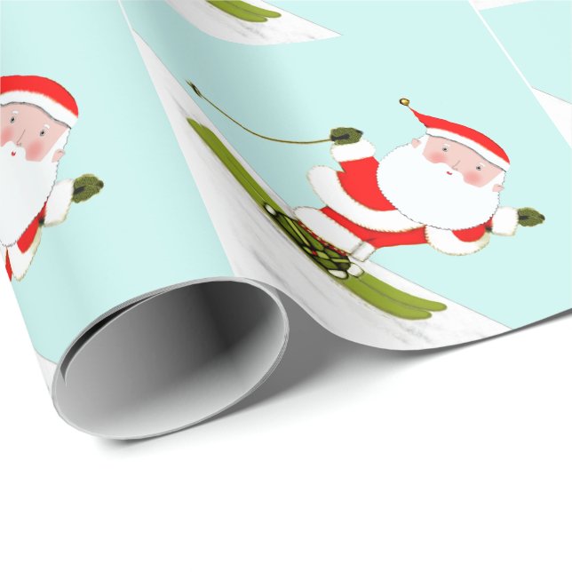 Papel De Presente Papais noeis de esqui Skier Gift (Ponta do rolo)