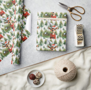 Papel De Presente Papais noeis de golfe cervejeiros no fundo de Nata