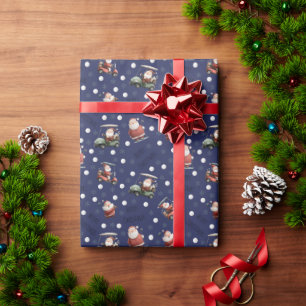 Papel De Presente Papais noeis de golfe no Indigo Blue