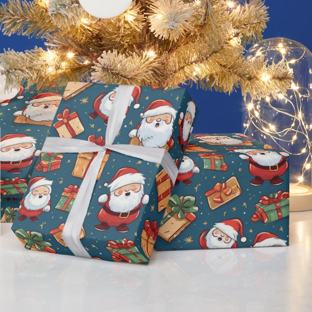 Papel De Presente Papais noeis de Natal (Feriados)