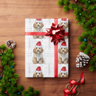 Papel De Presente Papais noeis de Natal Cachorro Feriado de Cockapoo