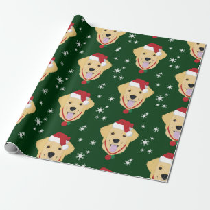 Papel De Presente Papais noeis de Natal - Cão para Retriever Ouro