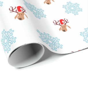 Papel De Presente Papais noeis de Natal decorativos Reindeer Snowfla