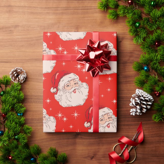 Papel De Presente Papais noeis de Natal do Meio século Retroativo (Presente de Natal)