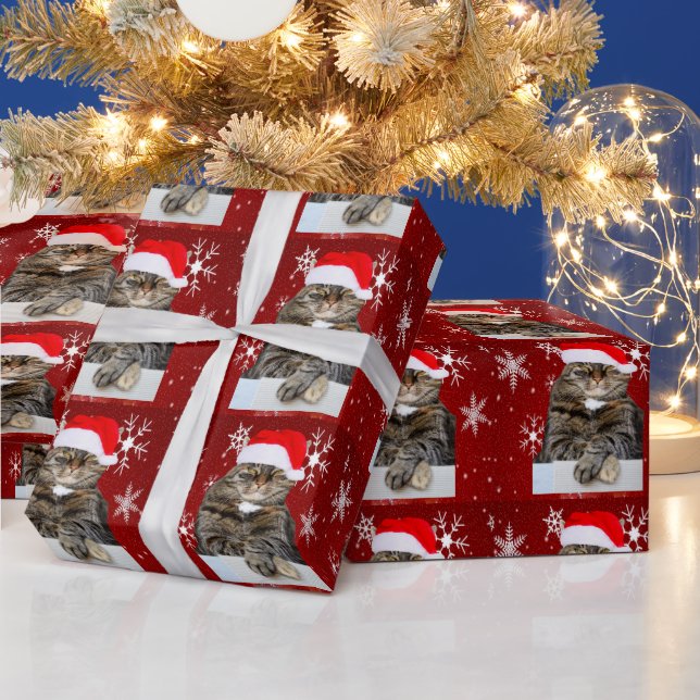 Papel De Presente Papais noeis de Natal Gato Humbug Foto Floco de Ne (Feriados)